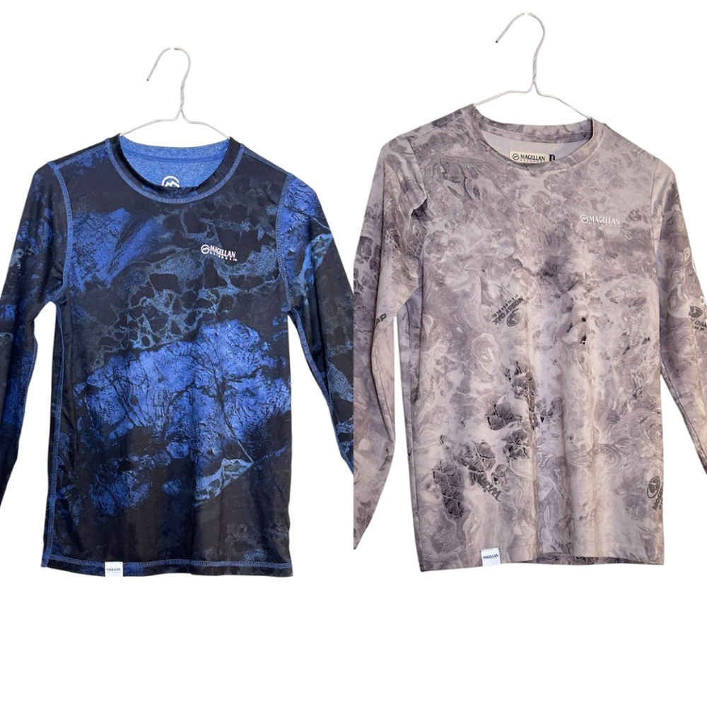 Bundle of Magellan Outdoors Boys Long Sleeve Tee Blue and Gray Size M (10-12)
